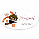 Autocollant ovale inspiré de Harry Potter avec texte personnalisable