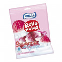 Pot de bonbons avec des fraises à la crème et autocollant personnalisable, détail parfait pour les événements