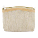 Porte-monnaie beige avec plaque de fleurs personnalisée