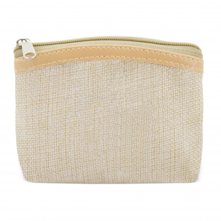 Porte-monnaie beige avec plaque de fleurs personnalisée