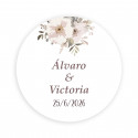 Porte-monnaie beige avec plaque de fleurs personnalisée