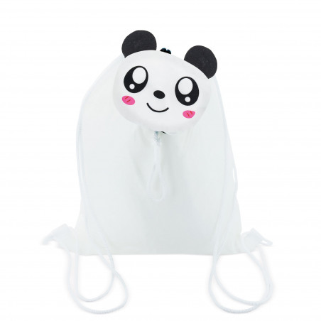 Sac à dos pliable pour enfants en forme d'ours panda et stylo avec pompon à offrir