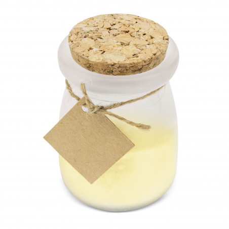 Bougie parfumée à la noix de coco avec étiquette personnalisée en forme de colombe pour le cadeau des invités