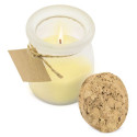 Bougie parfumée à la noix de coco avec étiquette personnalisée en forme de colombe pour le cadeau des invités