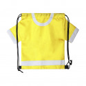 Sac à dos en forme de t-shirt et gourde jaune pour boissons avec autocollant pour amis