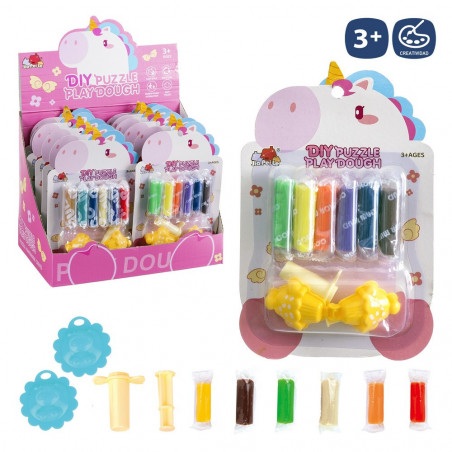 Set de pâte à modeler et bracelet de licornes dans un sac rose personnalisé avec autocollant