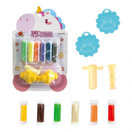 Set de pâte à modeler et bracelet de licornes dans un sac rose personnalisé avec autocollant