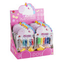 Set de pâte à modeler et bracelet de licornes dans un sac rose personnalisé avec autocollant