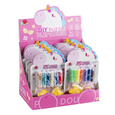 Set de pâte à modeler et bracelet de licornes dans un sac rose personnalisé avec autocollant