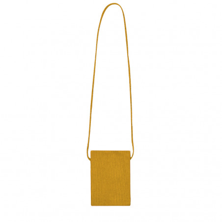 Trousse couleur moutarde avec longue anse personnalisée avec un autocollant de bébé