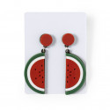 Boucles d'oreilles design pastèques dans un sac avec autocollant personnalisé pour les détails des invitées