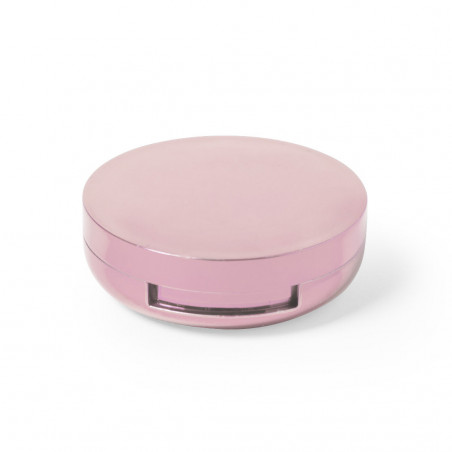 Baume à lèvres dans une boîte rose avec miroir intérieur et autocollant personnalisé de baptême pour fille