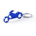Porte-clés ouvre-bouteille en forme de moto bleue dans un sac avec un autocollant personnalisé de mariage