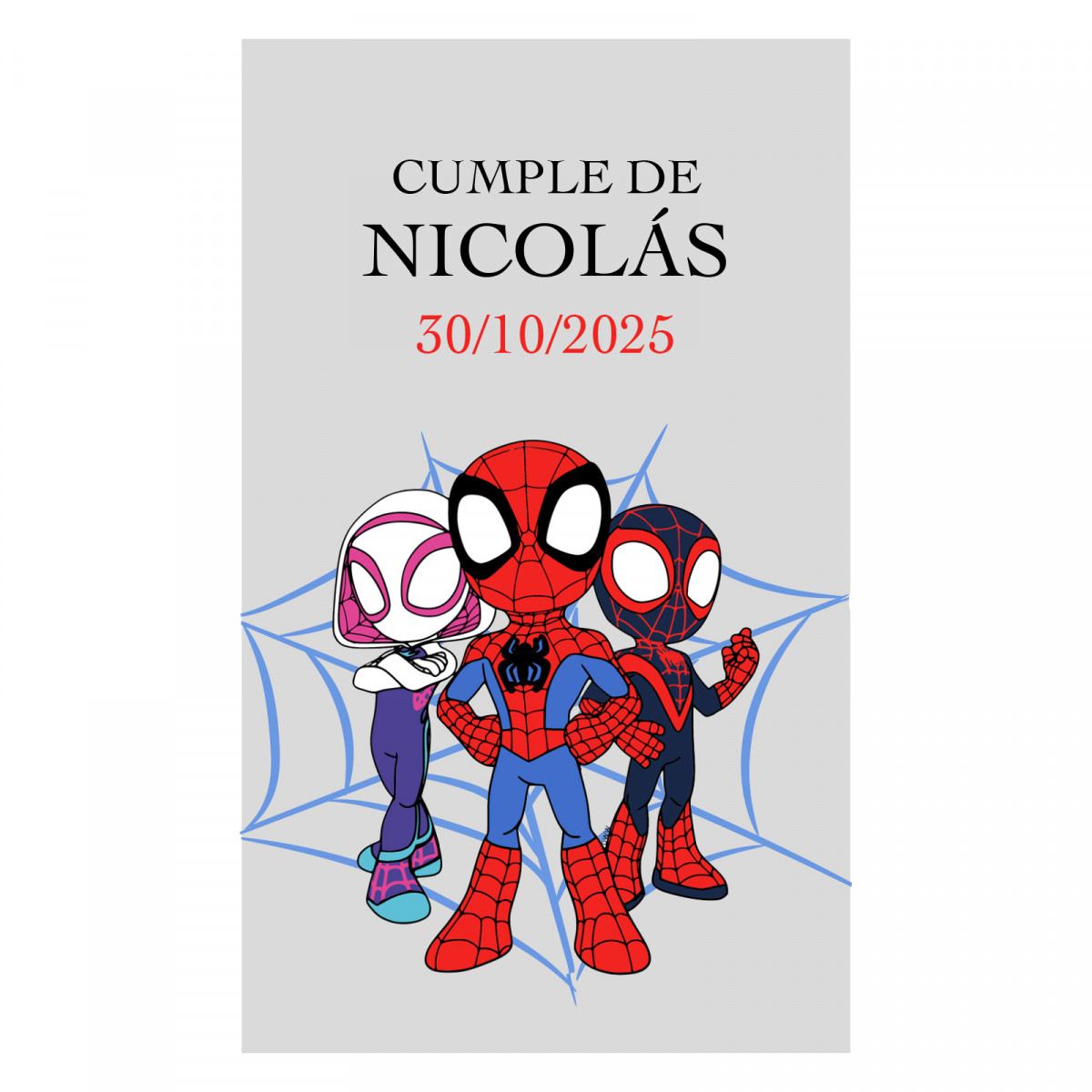 Adhésif personnalisé spidey et son super équipe 3x5cm fond transparent