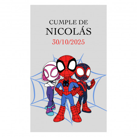 Adhesivo spidey y superequipo 5x3 fondo transparente para personalización