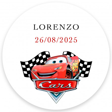 Adhesivo redondo 3cm rayo mcqueen personalizable