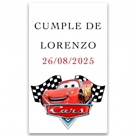 Adhesivo 3x5cm diseño rayo mcqueen para fiestas