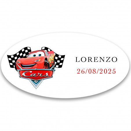 Autocollant ovale de flash mcqueen 4x2cm