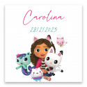Autocollant carré personnalisable gabby et les chats 5x5cm