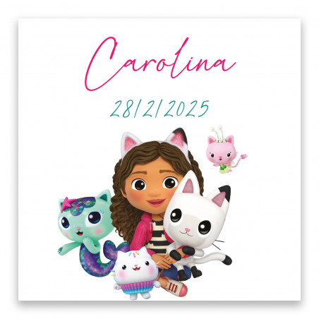 Autocollant gabby chat 5x5 carré personnalisable