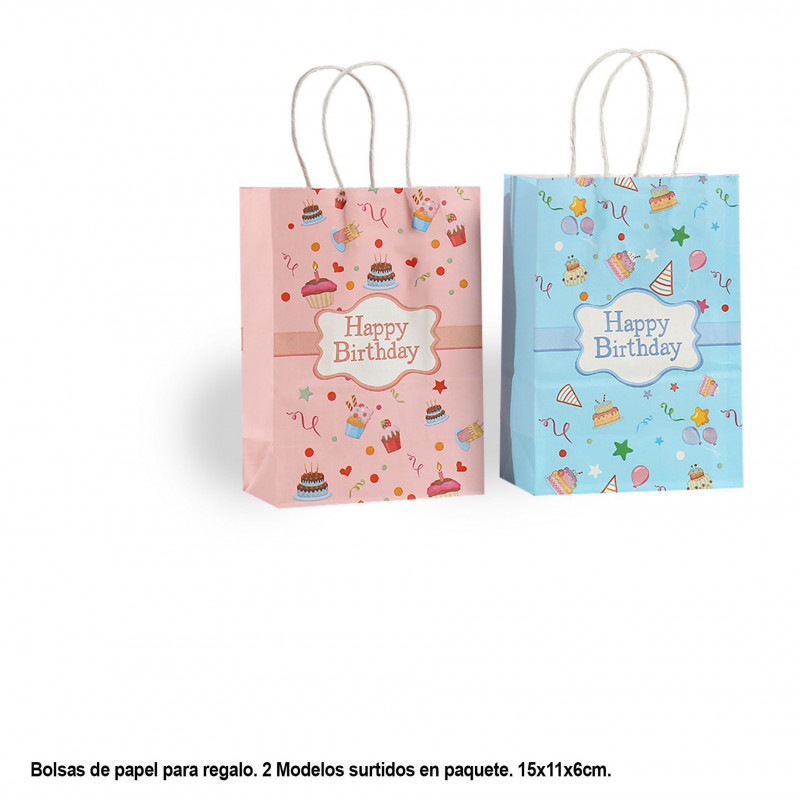 Sac joyeux anniversaire rose bleu 2 modèles petit