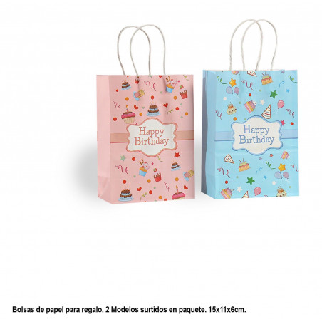 Sac joyeux anniversaire rose bleu 2 modèles petit