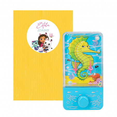 Jeu d habileté aquatique dans une enveloppe jaune avec autocollant personnalisé pour enfants