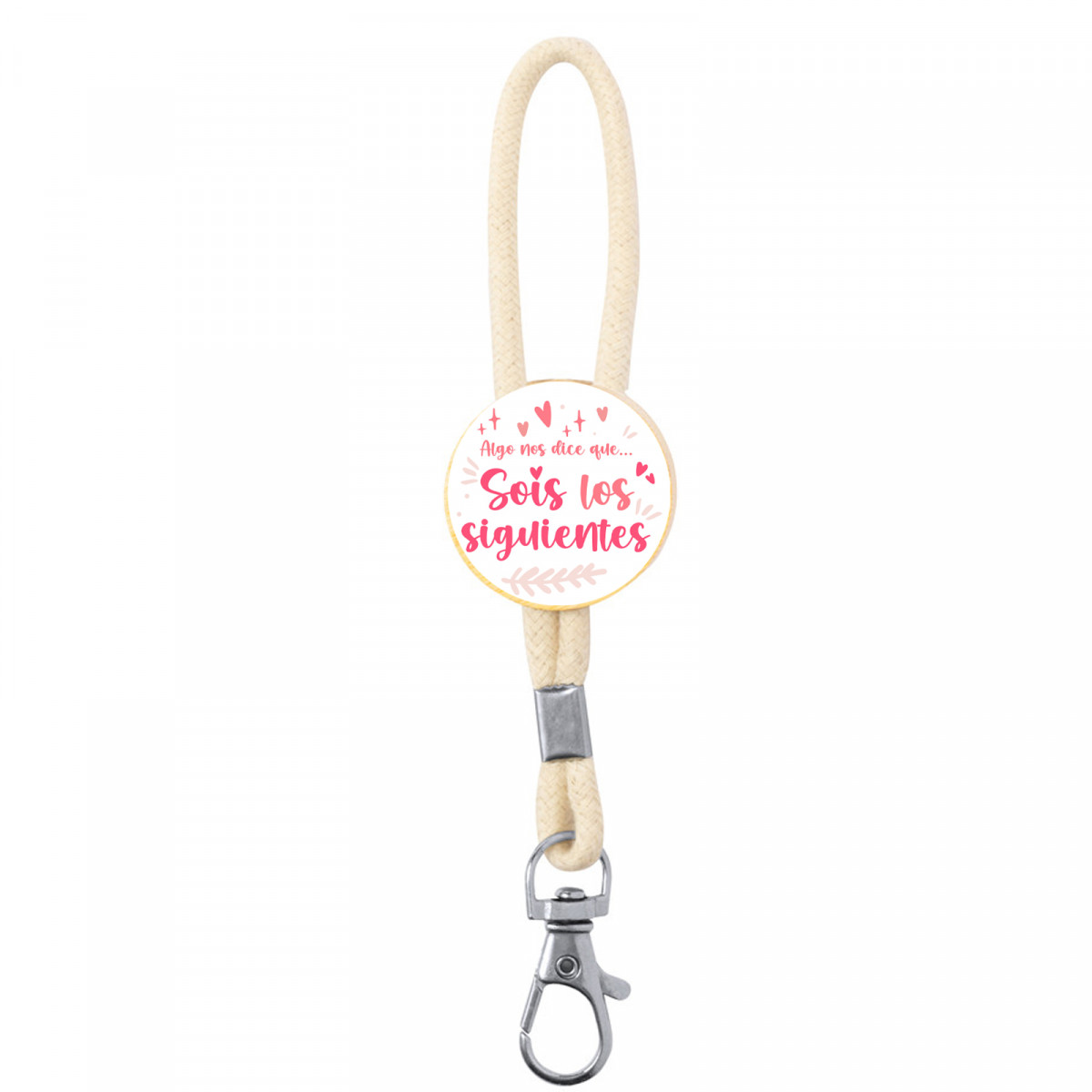 Porte clés en bambou avec cordon en coton et autocollant pour les mariages vous êtes les suivants