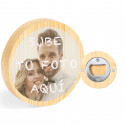 Décapsuleur rond en bois personnalisé avec image autocollante