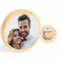 Décapsuleur rond en bois personnalisé avec image autocollante