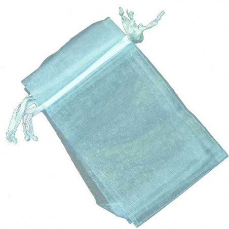 Stylo en forme de rouge à lèvres personnalisé avec autocollant présenté dans un sac en organza bleu