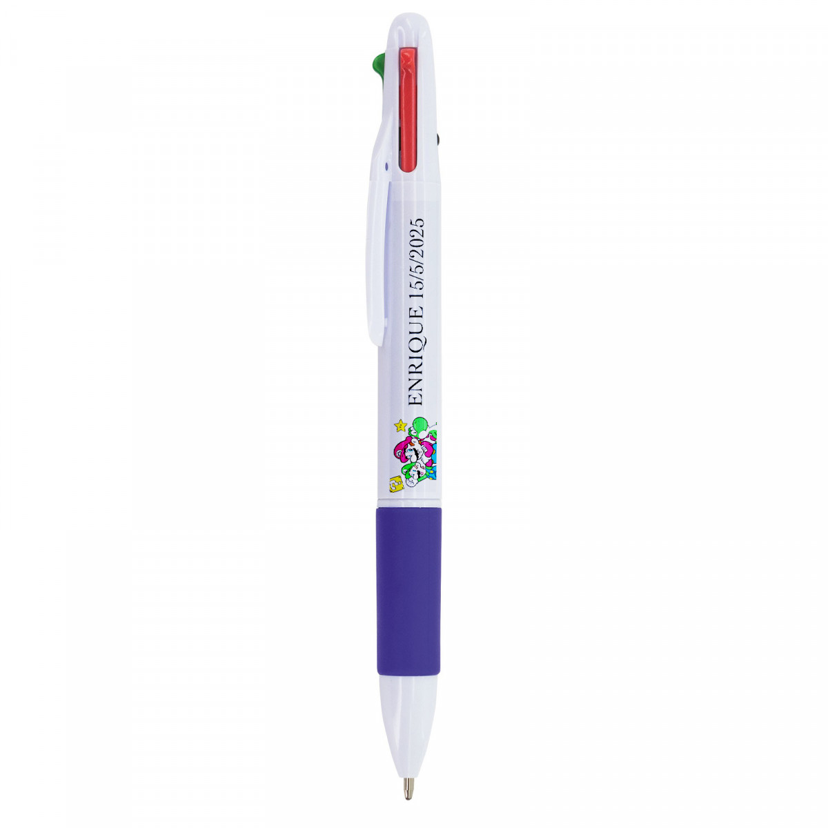 Stylo multicolore personnalisé avec autocollant mario bros