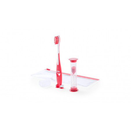 Brosse à dents pour enfants avec sablier dans une trousse et autocollant personnalisable cars
