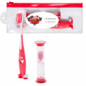 Brosse à dents pour enfants avec sablier dans une trousse et autocollant personnalisable cars