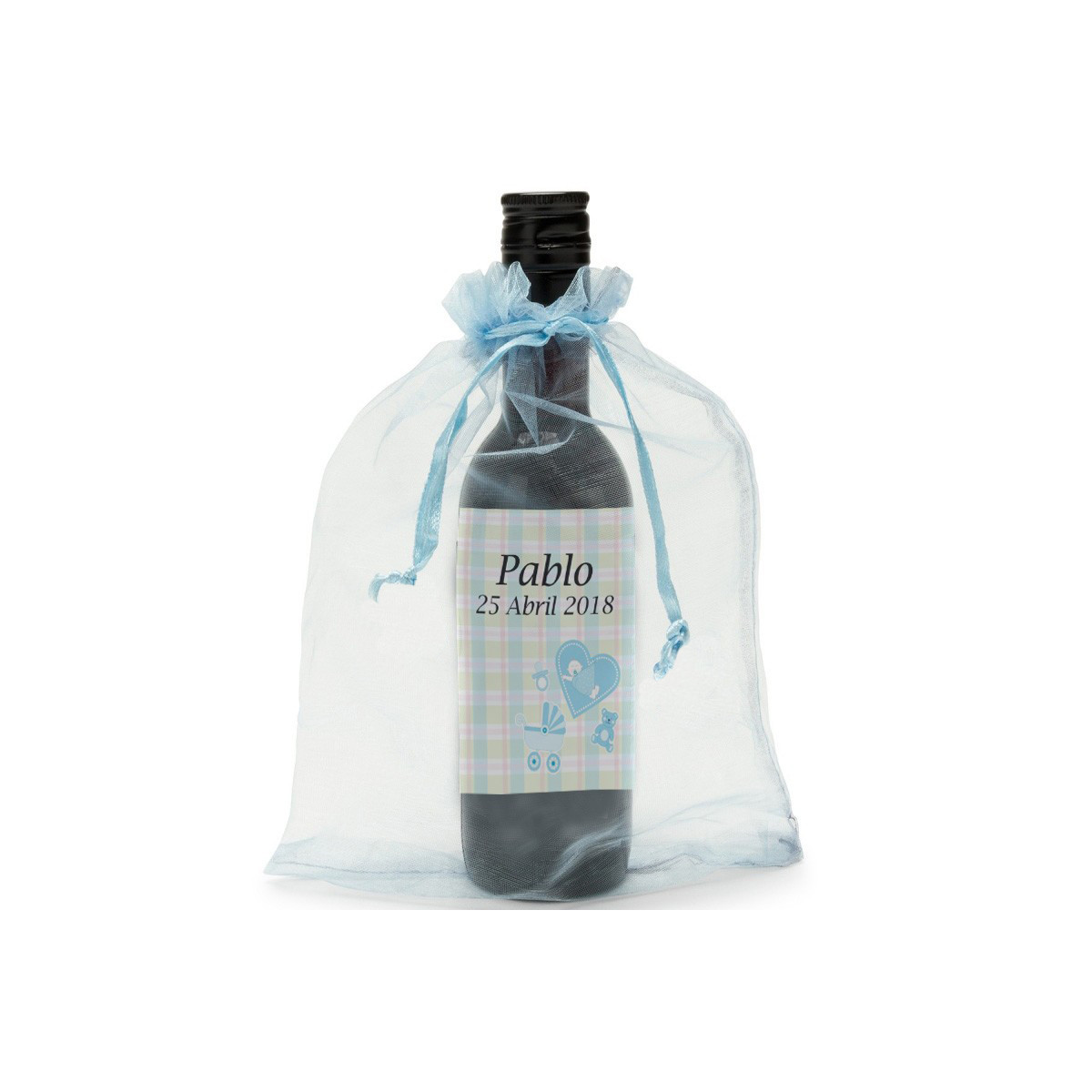 Bouteille de vin rouge pour les détails de baptême