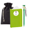 Carnet de diplôme personnalisé avec un stylo de diplômé présenté dans un sac