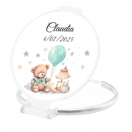 Miroir pliable pour sac en couleur blanche et autocollant enfantin pour personnaliser
