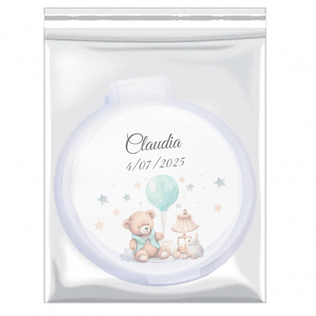Miroir pliable pour sac en couleur blanche et autocollant enfantin pour personnaliser