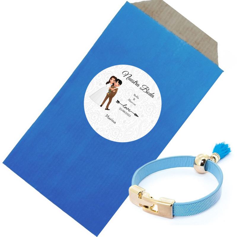 Bracelet élégant avec pompon bleu Un détail exclusif pour les invités