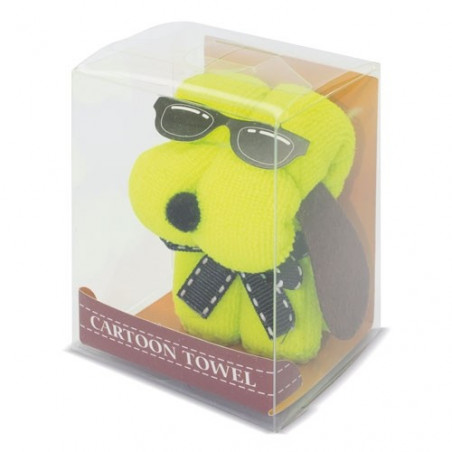 Serviette en forme de petit chien avec des lunettes détail original pour événements