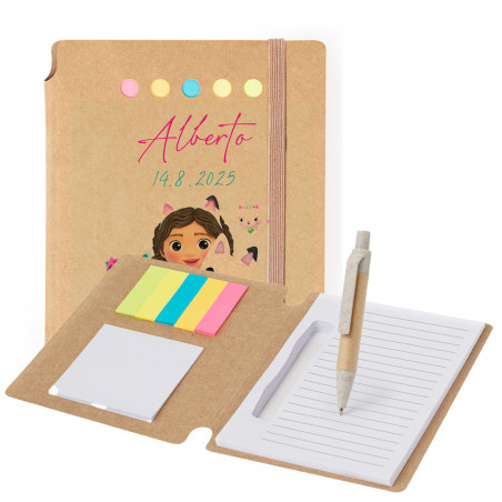 Carnet avec post it personnalisé : collection gaby gato