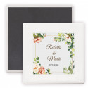 Imán en céramique personnalisé avec design floral détail élégant pour les invités