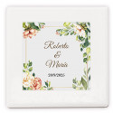 Imán en céramique personnalisé avec design floral détail élégant pour les invités