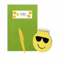 Carnet emoji avec stylo et enveloppe kraft personnalisée détail amusant pour invités