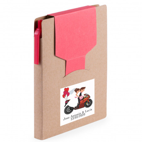 Bloc-notes écologique avec stylo et autocollant personnalisé – Détail original pour mariages