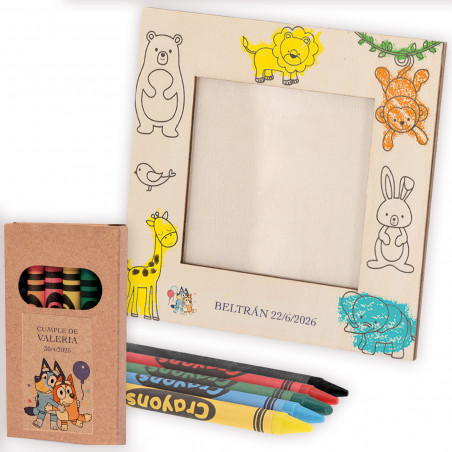 Cadre photo à colorier avec des crayons Détail personnalisé pour événements pour enfants