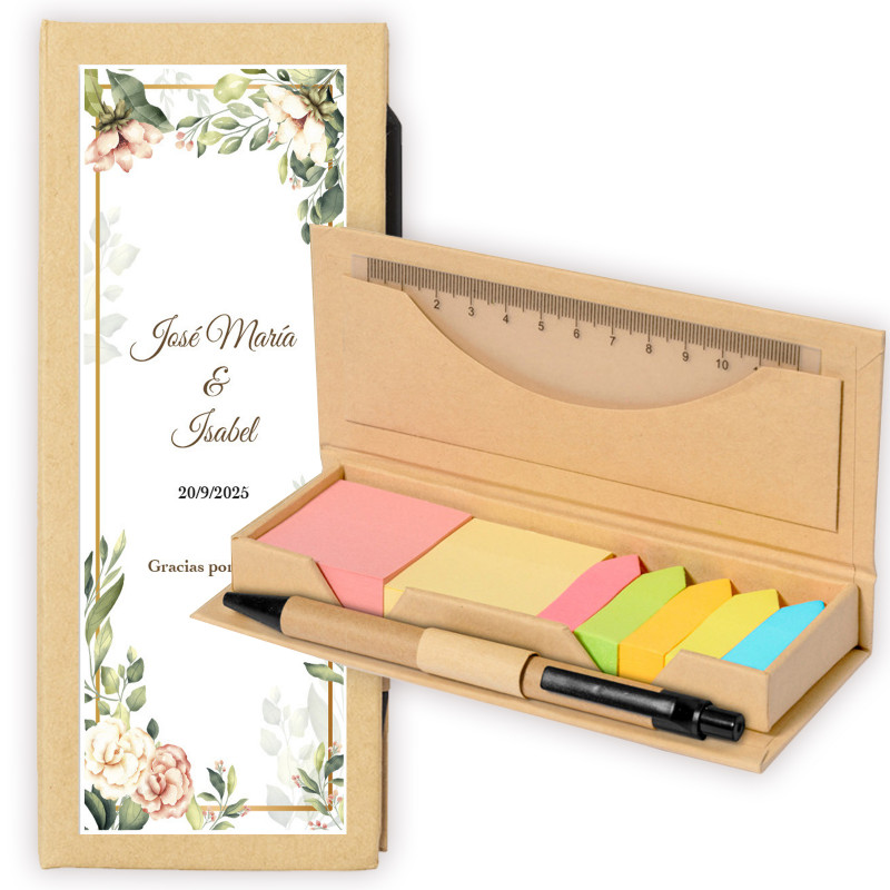 Set de notes adhésives personnalisé détail écologique et utile pour invités
