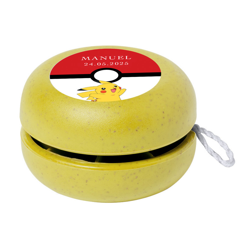 Yoyo écologique personnalisé avec design pokémon détail pour communions et anniversaires