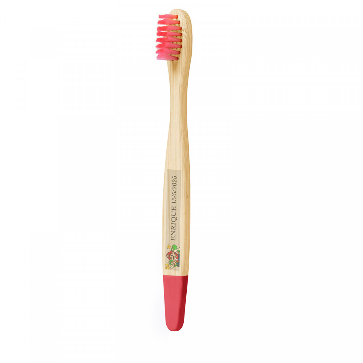 Brosse à dents en bambou personnalisé avec adhésif de mario bros
