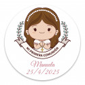 éventail en papier lila personnalisé détail élégant pour communions